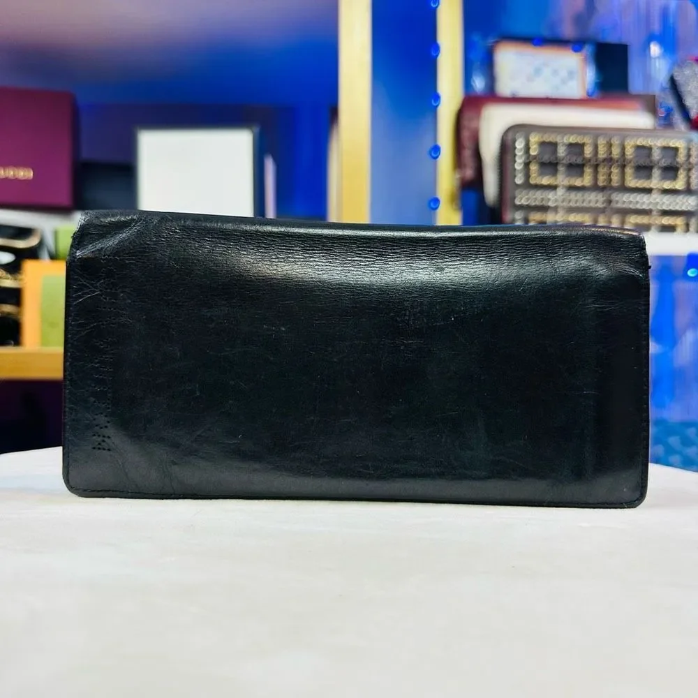 Louis Vuitton Logo Black Leather Long Men’s Unisex Wallet